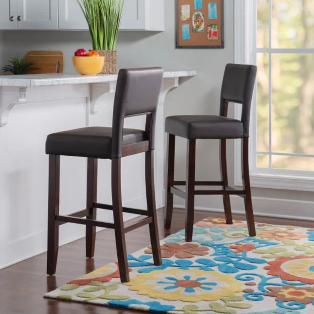Linon Vega Espresso Black Upholstered Bar Stool-2