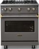 Viking® 5 Series 30" Damascus Gray Pro Style Gas (LP) Range with Brushed Brass Trim-4