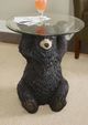 Powell® Barney Glass Top Side Table with Dark Brown Base-1