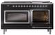 Ilve® Nostalgie II Noblesse 60'' Glossy Black Pro Style Dual Fuel Range with Chrome Trim-4