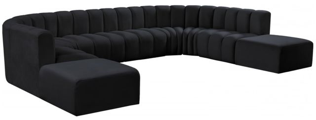 Meridian Furniture Arc 10-Piece Black Velvet Sectional-0