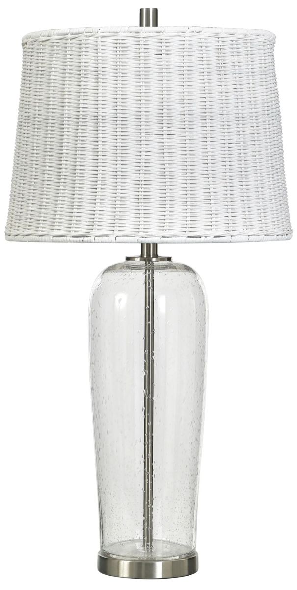 Stylecraft Clear Seeded Table Lamp with Brushed Steel-0