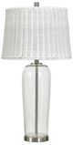 Stylecraft Clear Seeded Table Lamp with Brushed Steel-0