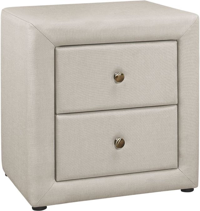 Monarch Specialties Inc. Beige Linen Night Stand-0
