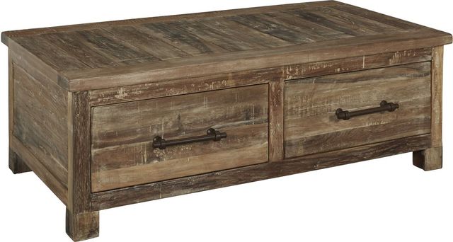 Signature Design by Ashley® Randale Distressed Brown Storage Coffee Table-0