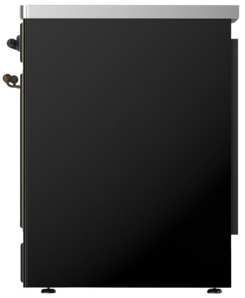 Ilve® Majestic III 30" Glossy Black Pro Style Induction Range with Solid Door and Burnished Trim-2