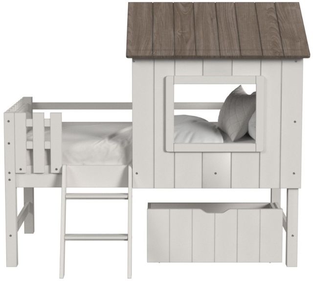 Westwood Design Lodge Cookies/Cream Youth Twin Loft Bed with Ladder and Fencing-2