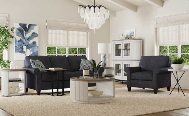 Flexsteel® Melody Gray Round Coffee Table with Casters and White Base-1