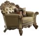 ACME Furniture Vendome Bone Synthetic Leather/Gold Patina Chair with 2 Pillows-0