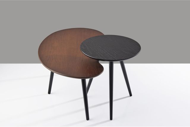 Adesso® Gilmour 2-Piece Black and Walnut Nesting Table with Black Metal Legs-1
