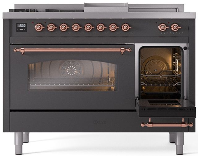 Ilve® Nostalgie II Series 48" Graphite Matte Pro Style Dual Fuel Range-3
