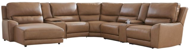 Signature Design by Ashley® DeepWakes 7-Piece Caramel Right-Arm Facing Power Reclining Sectional and Chaise with Storage Consoles-0