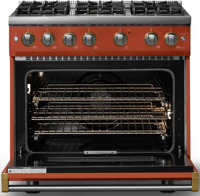Viking® 5 Series 36" Spiced Cider Pro Style Gas (NG) Range with Brushed Brass Trim-1