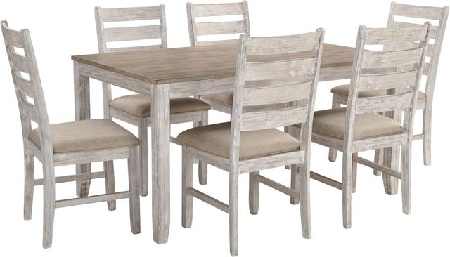 Signature Design by Ashley® Skempton 7-Piece Light Brown/White Dining Table Set