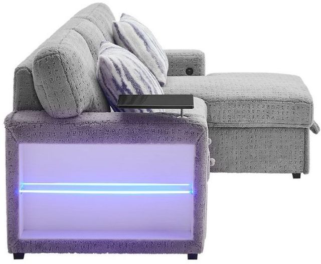 Global Furniture USA U0214 2-Piece Gray L-Shaped Sectional with Chaise and Pull Out Sofa Bed -4