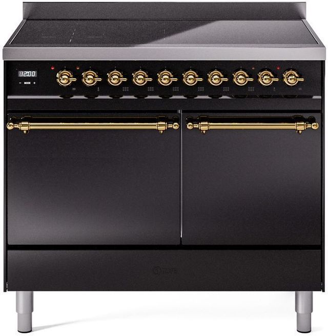 Ilve® Nostalgie II Series 40" Glossy Black Pro Style Induction Range-0