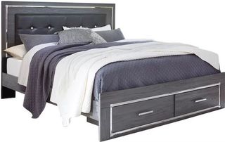 Signature Design by Ashley® Lodanna Gray King Panel Bed with 2 Storage Drawers