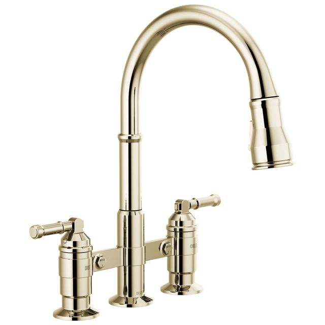 Delta Broderick® Polished Nickel Two Handle Kitchen Faucet -0