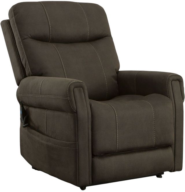 Flexsteel® Jenkins Bark Brown Power Lift Recliner with Power Headrest-0