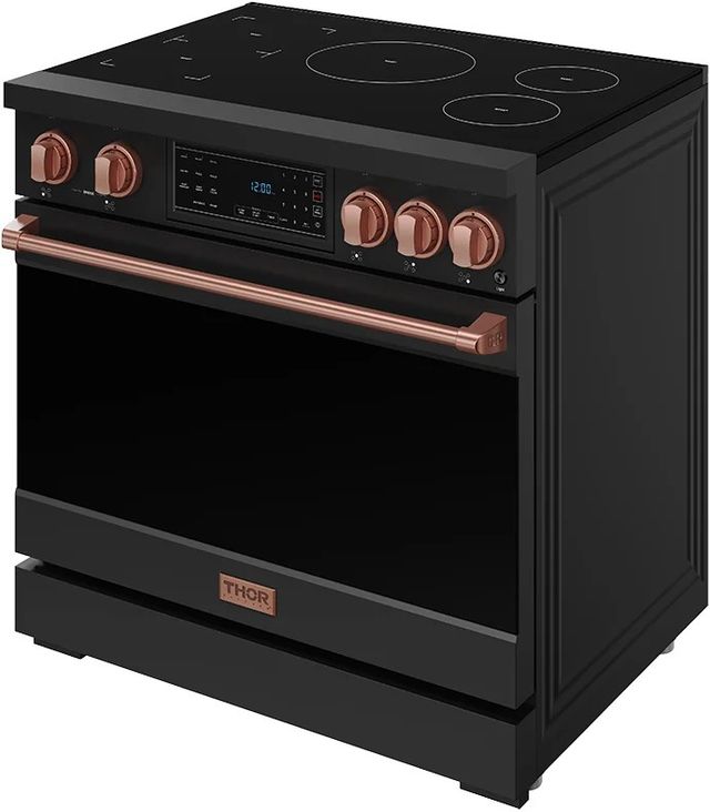 Thor Kitchen® Gordon Ramsay Collection 36" Black Pro Style Induction Range with Tilt Panel Touch Control and Rose Gold Trim-3