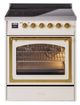 Ilve® Nostalgie II Noblesse 30'' Antique White Pro Style Induction Range with Brass Trim-0