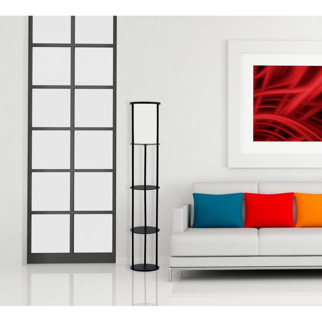 Adesso® Stewart  Black Shelf Floor Lamp-1