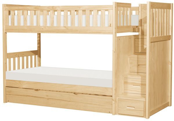 Homelegance® Bartly Natural Youth Twin/Twin Step Bunk Bed with Twin Trundle-0