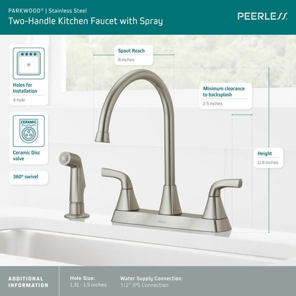Peerless Parkwood® Stainless 2-Handle Kitchen Faucet -1