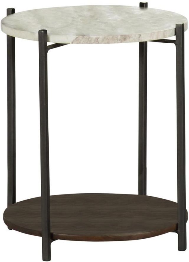 Coaster® Noemie White Accent Table with Brown Shelve and Gunmetal Metal Frame -0