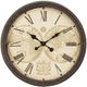 Monarch Specialties Inc. Antique Brown 20" Round Wall Clock with Roman Numerals on Map Background-0