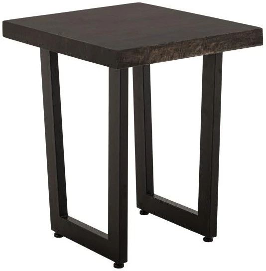 International Furniture Direct Raramuri Stained Dark Chairside Table with Black Base-0
