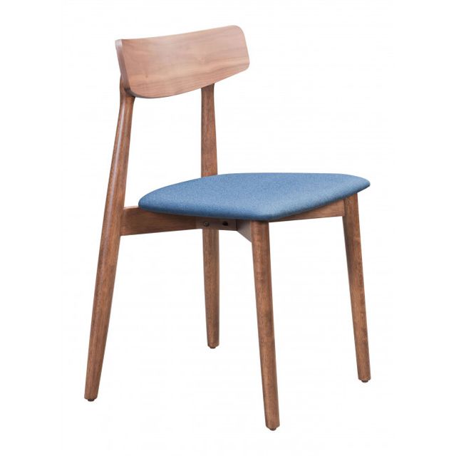 Zuo® Modern Newman Walnut/Blue Dining Chair-0