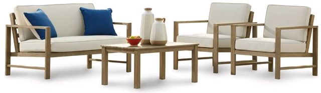 Signature Design by Ashley® Fynnegan 4-Piece Light Brown Outdoor Seating Set-0