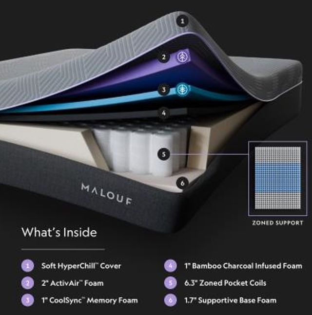 Malouf™ Polaris 12" Hybrid Medium Plush Tight Top King Mattress in a Box-2