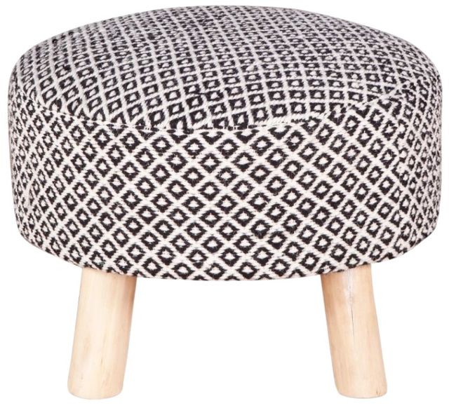 Home Trends & Design Marrakech Gray Septarian/ Handloom Durry Accent Stool-1