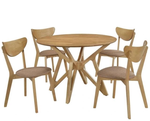 Coaster® Elowen 5-Piece Brown Round Solid Wood Dining Set-0