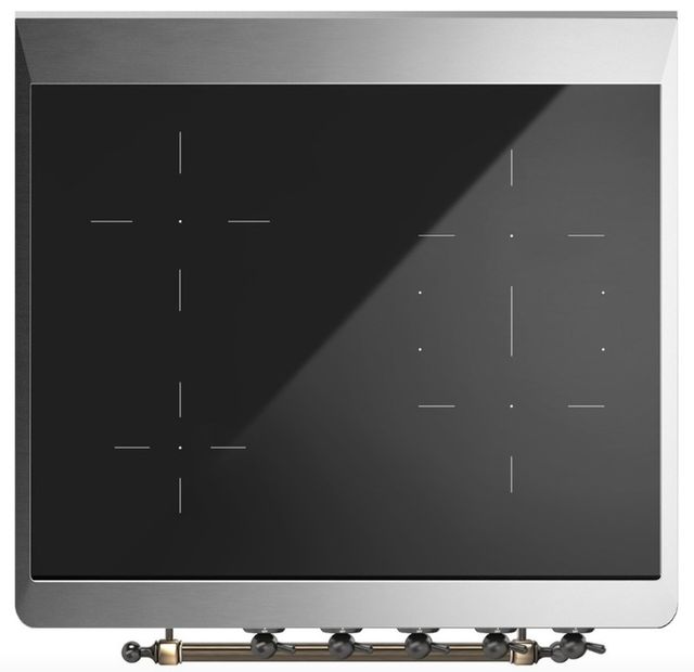 Ilve® Majestic III 30" Custom Pro Style Induction Range with Solid Door and Burnished Trim-2