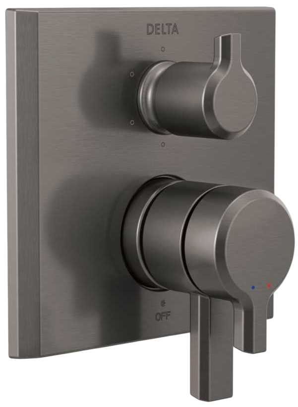 Delta Pivotal® Monitor® 17 Series Lumicoat® Black Stainless 6-Setting 2-Handle Diverter Valve Trim-0