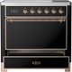 Ilve® Majestic III 36" Glossy Black Pro Style Induction Range with Solid Door and Copper Trim-3