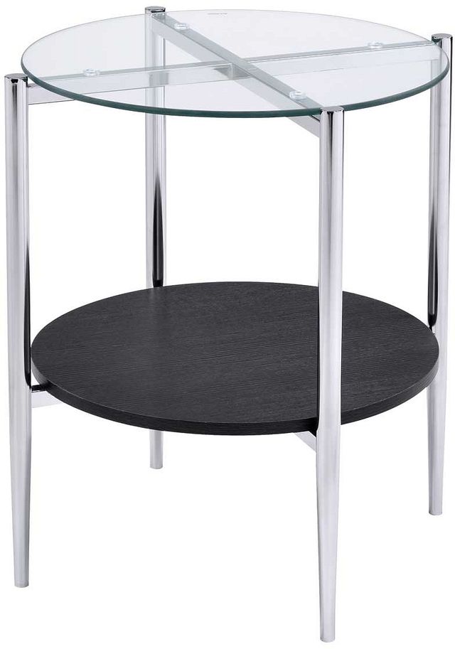 Steve Silver Co. Bayliss Merlot Chrome and Glass End Table-0