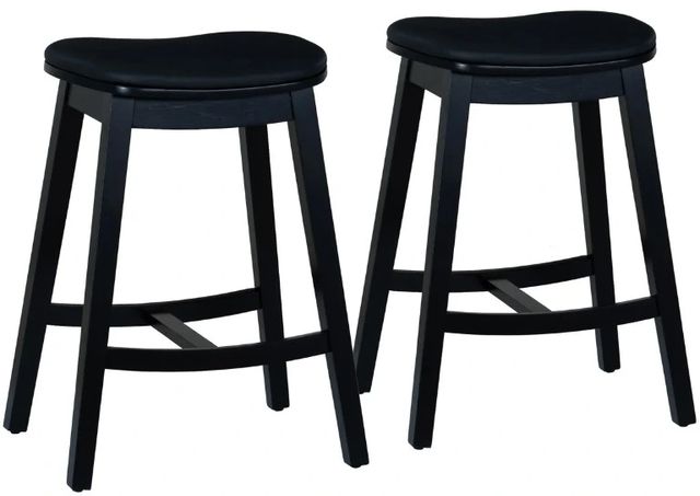 Linon Cappy 2-Piece Black Upholstered Counter Stool Set-0