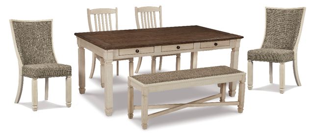 Signature Design by Ashley® Bolanburg 6-Piece Brown/White Dining Table Set-0