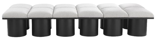 Meridian Furniture Pavilion 12-Piece Cream/Black 93" Modular Bench Set-1