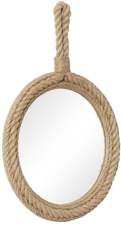 Deco Marche Brown Jute Rope Small Twisted Rope Room Wall Mirror-1