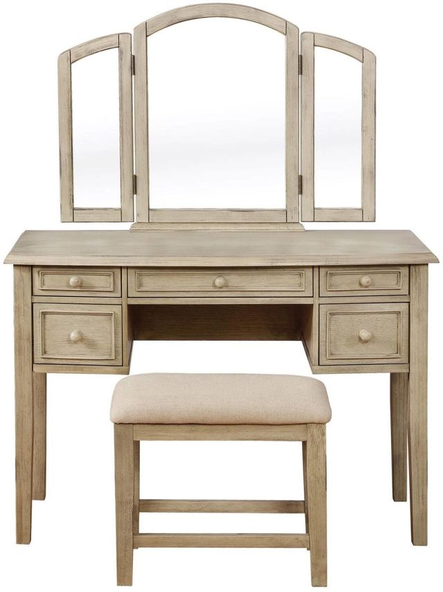 Powell® Mckay 3-Piece Grey Vanity and Bench Set-1
