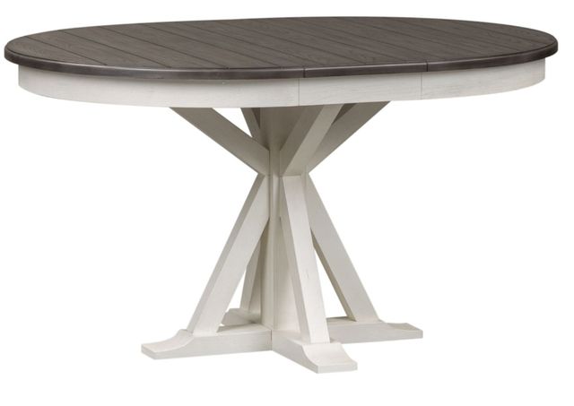 Liberty Furniture Allyson Park 5-Piece Charcoal/Wirebrushed White Pedestal Table Set-2