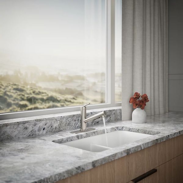 KOHLER® Crue® Vibrant Stainless Kitchen Sink Faucet with 3-Function Sprayhead-2