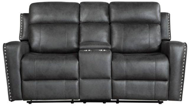 Homelegance® Kellen Smoky Gray Double Manual Reclining Loveseat with Center Console-2
