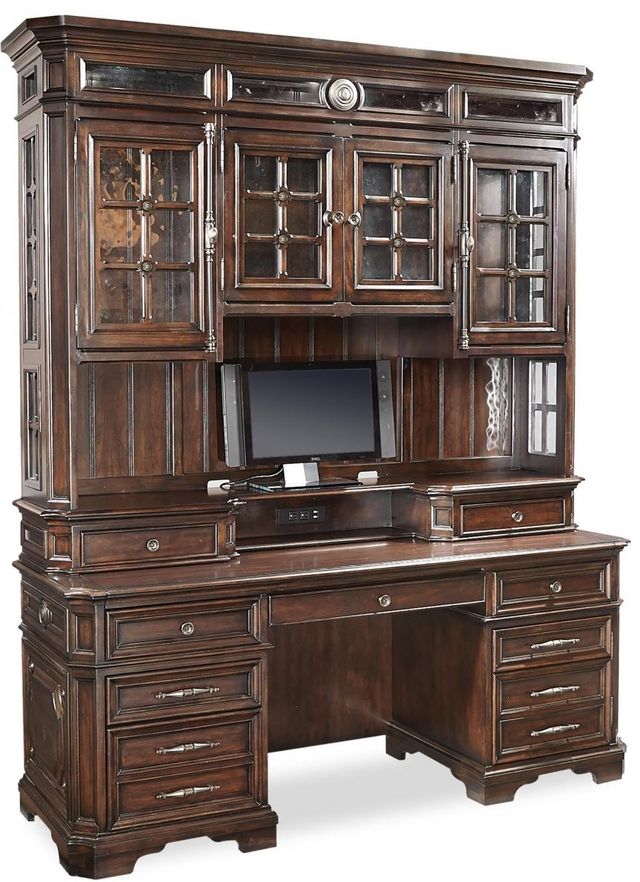 aspenhome® Sheffield 2-Piece Warm Rubbed Brown 75" Desk-0