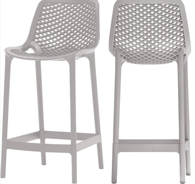 Meridian Furniture Mykonos Gray Plastic Outdoor Patio Stool-2